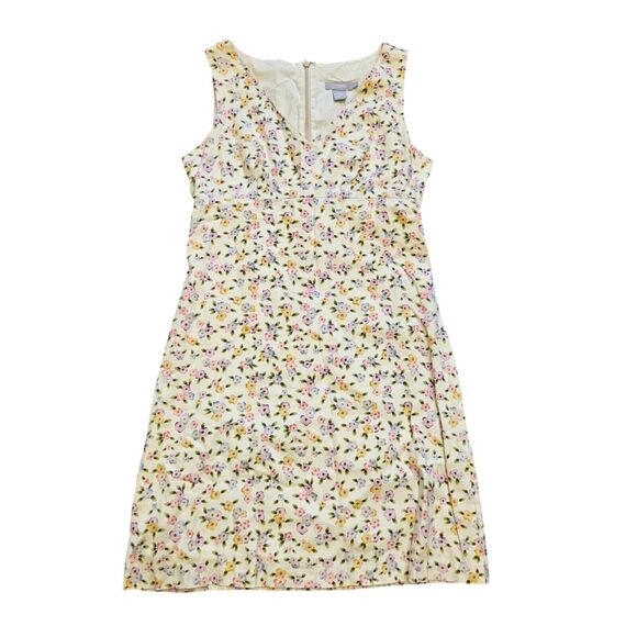 Vtg J. Crew Floral Dress Womens 0 Pastel Yellow Pink Cottagecore Fairy Spring - Picture 1 of 8